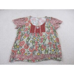 Energe World Wear Shirt Womens‎ XL Multicolor Paisley Floral Boho Sequin Trim